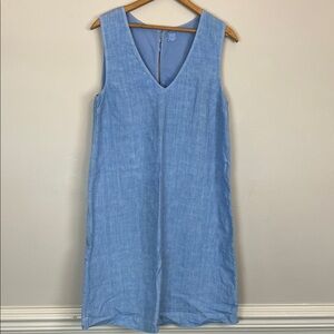 120% Lino Sleeveless Linen Shift Dress – Italian Made, Size Medium (44)